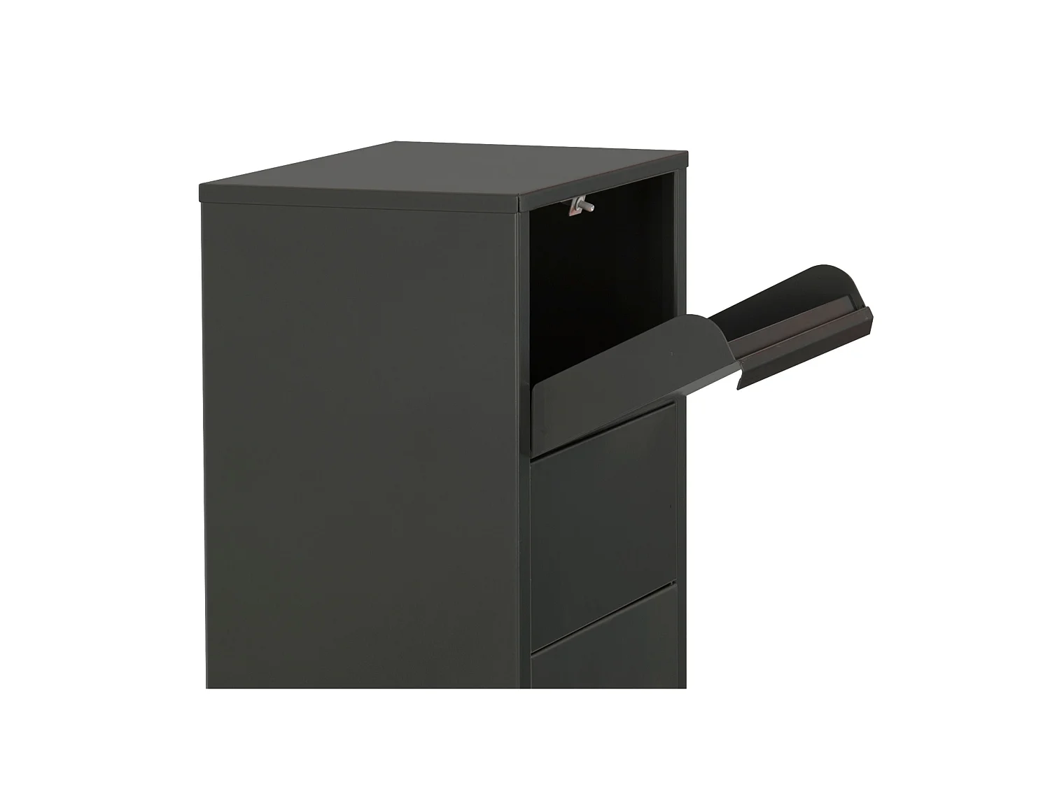 Pakketbrievenbus – Zwarte kolom – Grote opening 19 x 34 cm – Grondbevestiging – Cilinderslot