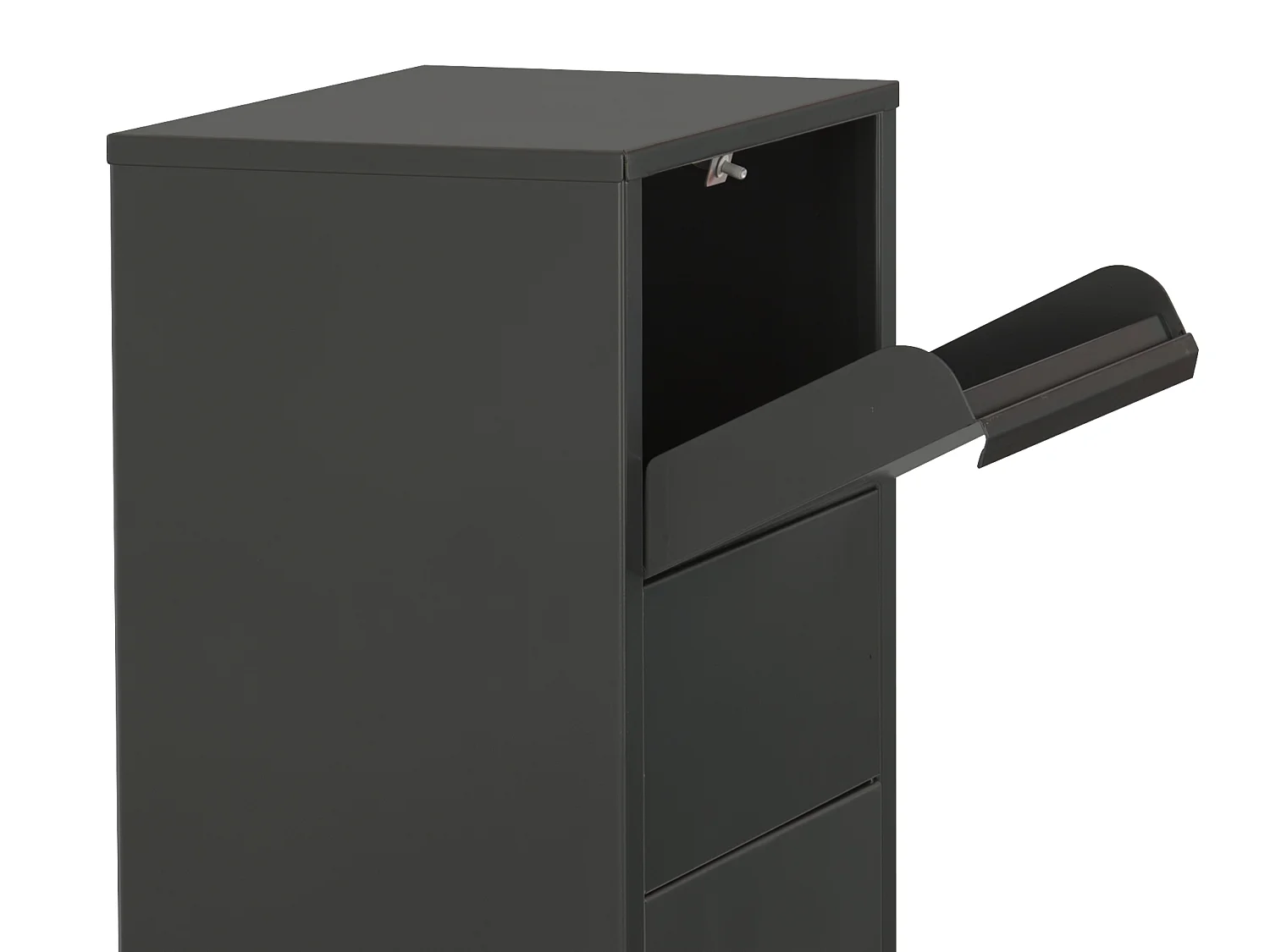 Pakketbrievenbus – Zwarte kolom – Grote opening 19 x 34 cm – Grondbevestiging – Cilinderslot