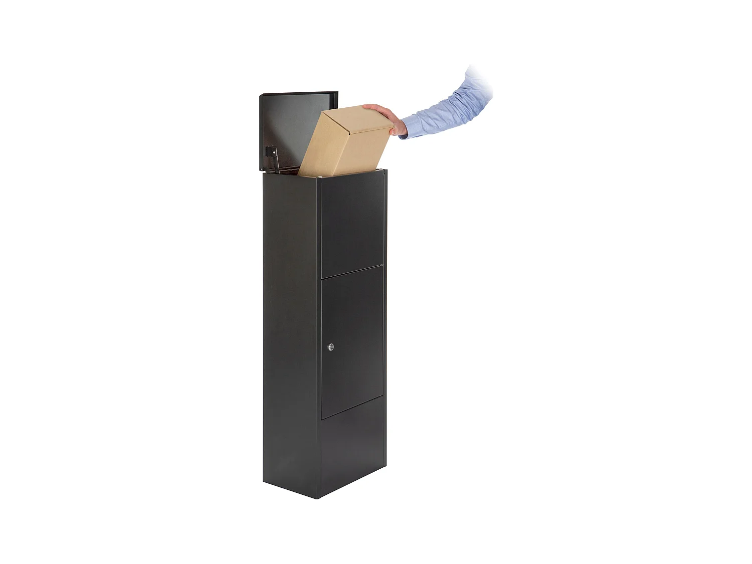 Boîte aux lettres colonne pour paquets - Noire laquée sablé mat