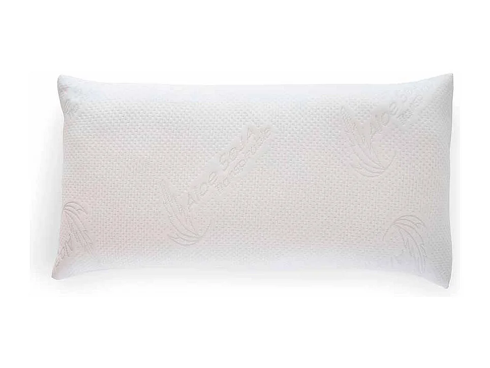 Almohada viscoelástica de 90x40 cm con funda exterior tratamiento Aloe Vera blanco Aloe
