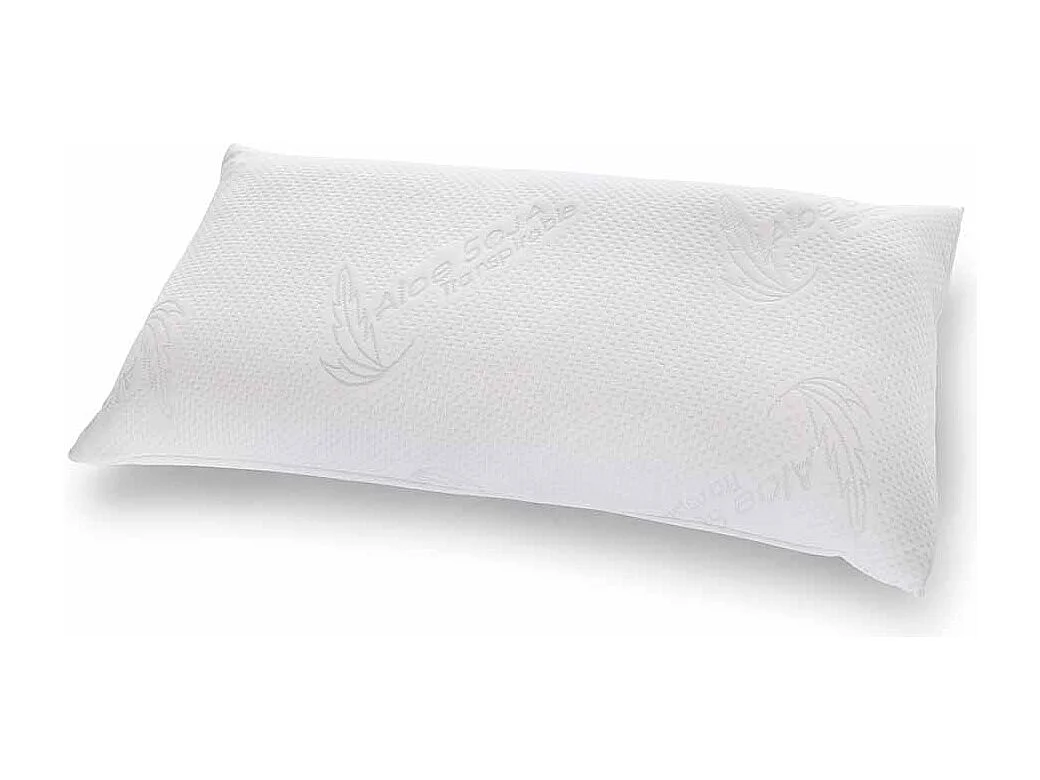 Almohada viscoelástica de 90x40 cm con funda exterior tratamiento Aloe Vera blanco Aloe