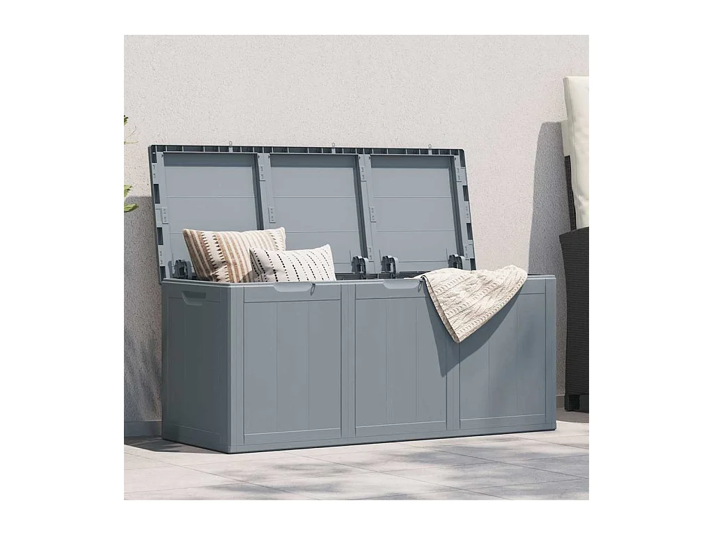 Drumkeeran  Boîte de rangement de jardin 270 L Gris PP aspect bois