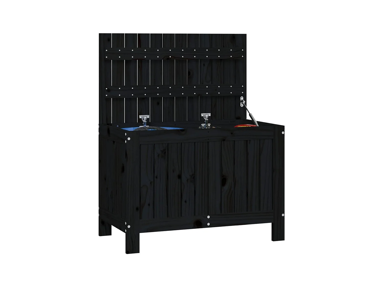 Hara  Boîte de rangement de jardin Noir 76x42,5x54 cm Bois massif pin