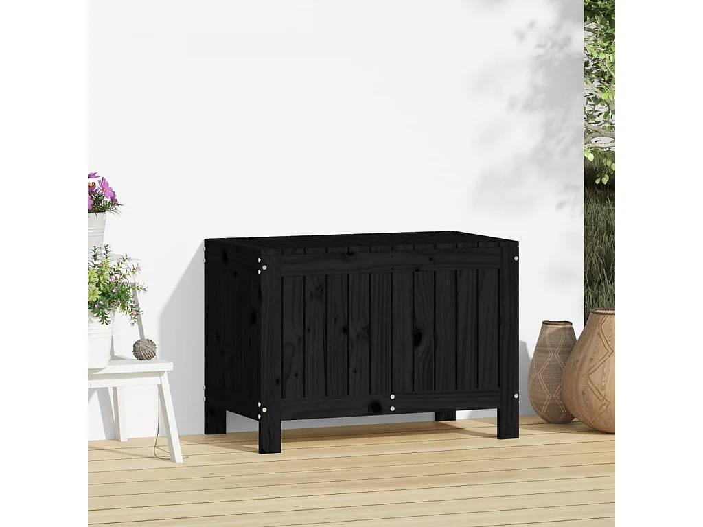 Hara  Boîte de rangement de jardin Noir 76x42,5x54 cm Bois massif pin