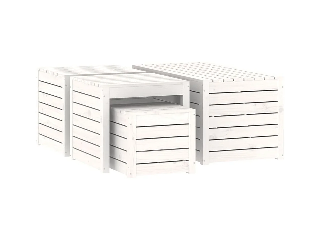 Elaine  4-delige Tuinboxset massief grenenhout wit