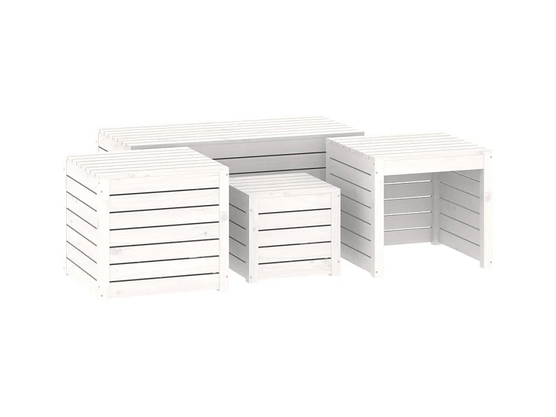 Elaine  Ensemble de boîtes de jardin 4 pcs blanc bois de pin massif