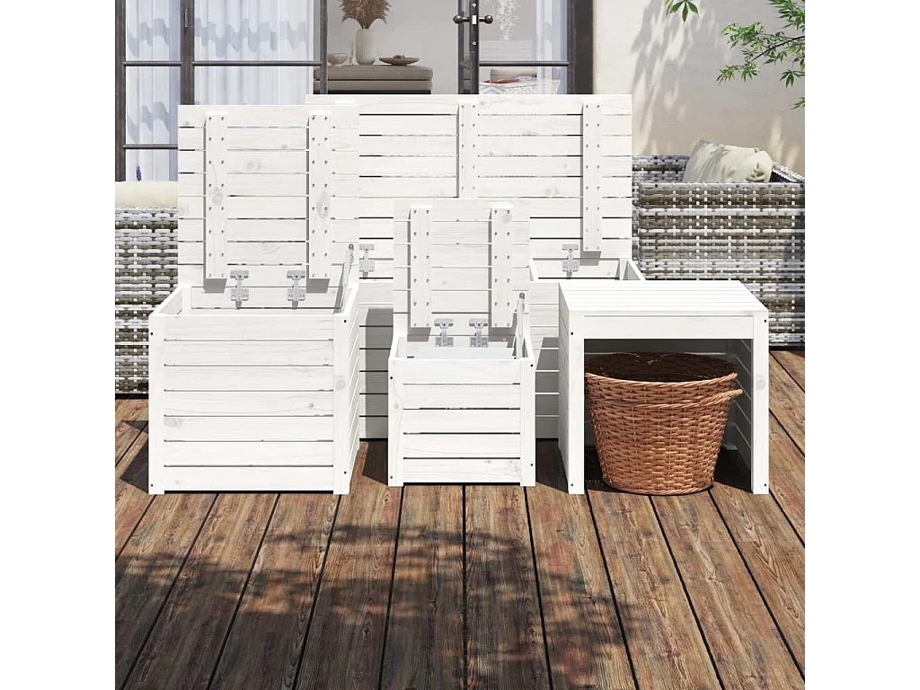 Elaine  Ensemble de boîtes de jardin 4 pcs blanc bois de pin massif