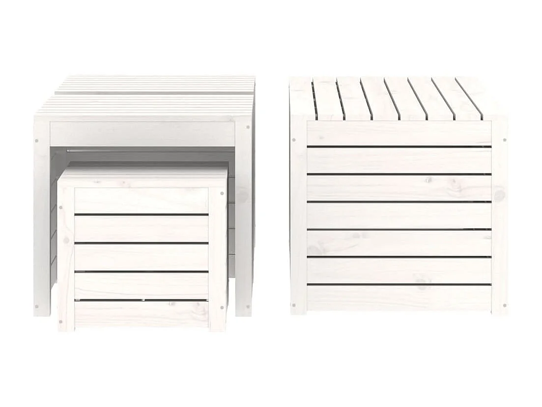 Elaine  Ensemble de boîtes de jardin 4 pcs blanc bois de pin massif