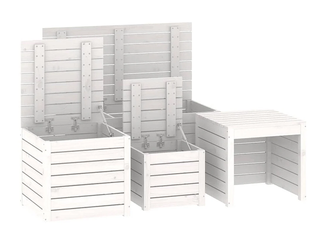 Elaine  Ensemble de boîtes de jardin 4 pcs blanc bois de pin massif