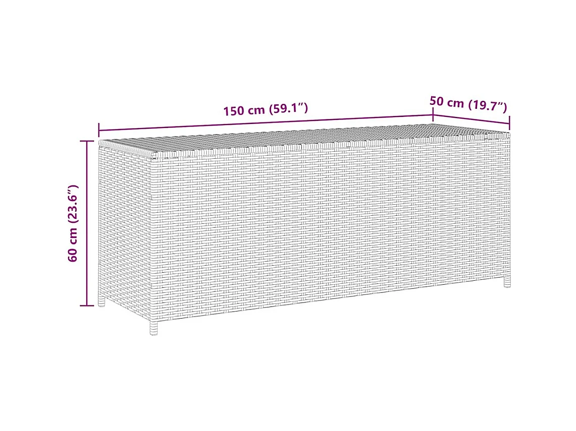Asgrim  Tuinbox 150x50x60 cm poly rattan grijs