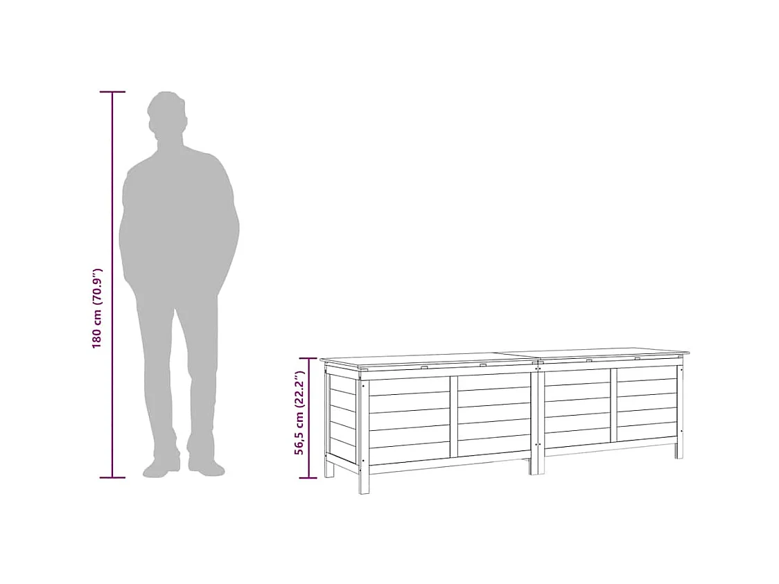Reinald  Tuinbox 198,5x50x56,5 cm massief vurenhout antracietkleurig
