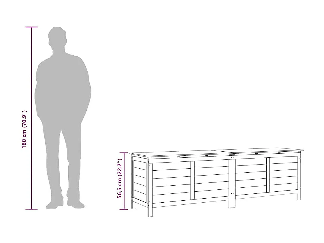 Reinald  Boîte de rangement de jardin anthracite bois massif de sapin