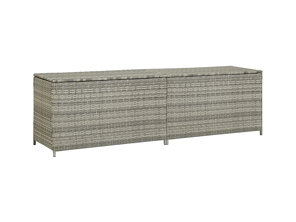 Dorian  Boîte de rangement de jardin résine tressée 200x50x60 cm gris