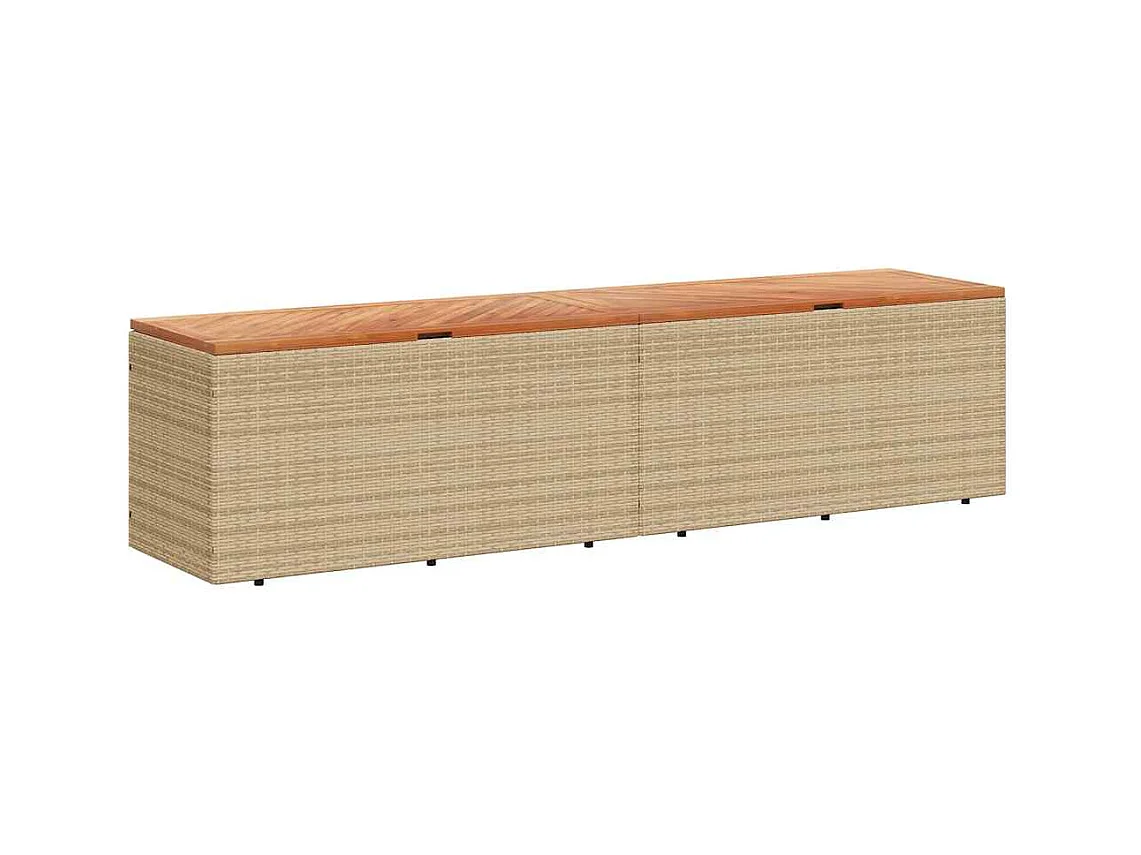 Marly  Boîte de rangement de jardin beige résine tressée bois d'acacia
