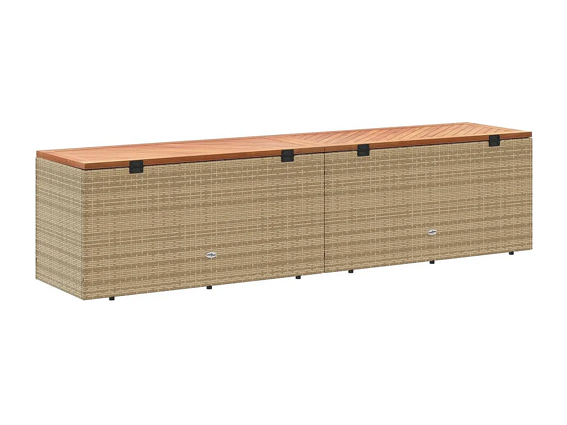Marly  Boîte de rangement de jardin beige résine tressée bois d'acacia