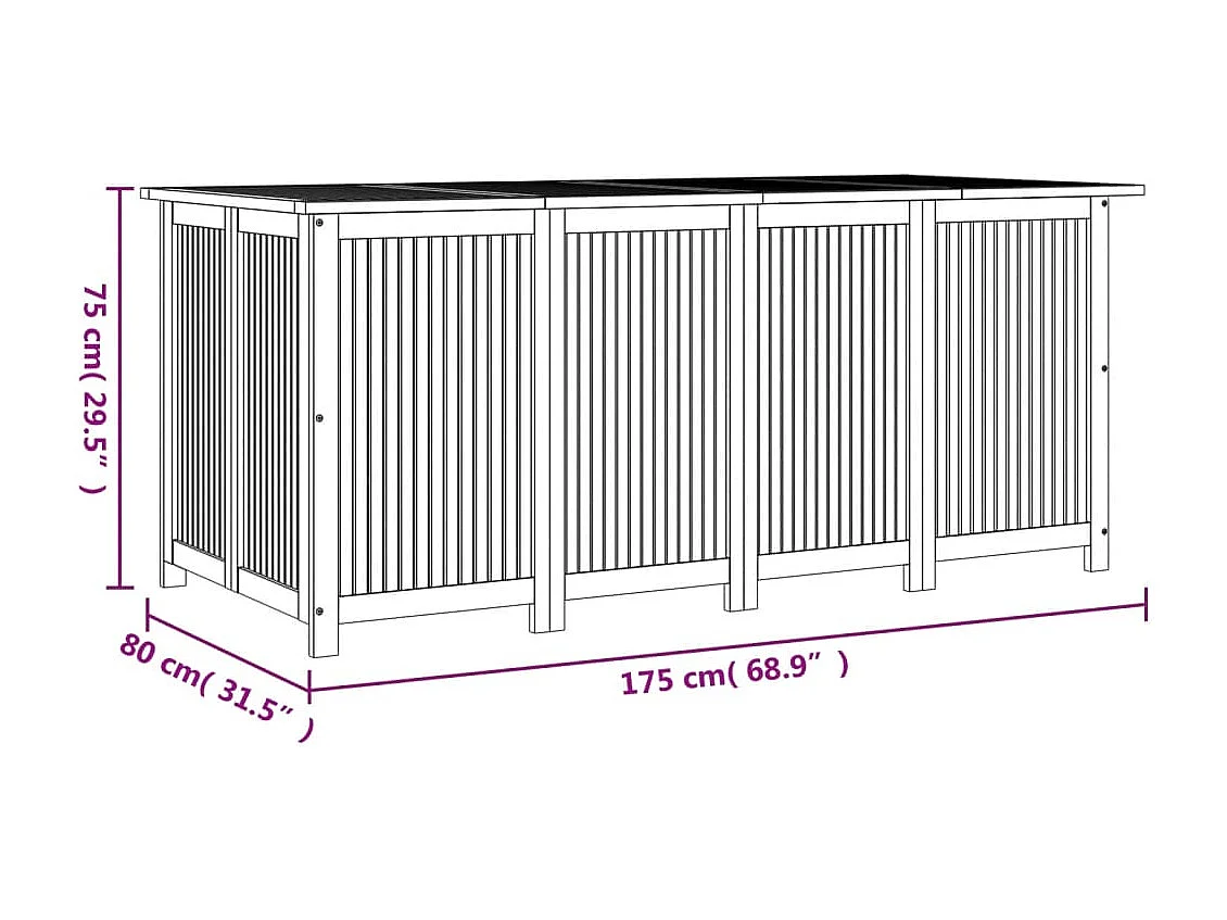 Frederique  Boîte de rangement de jardin 175x80x75 cm bois massif d'acacia