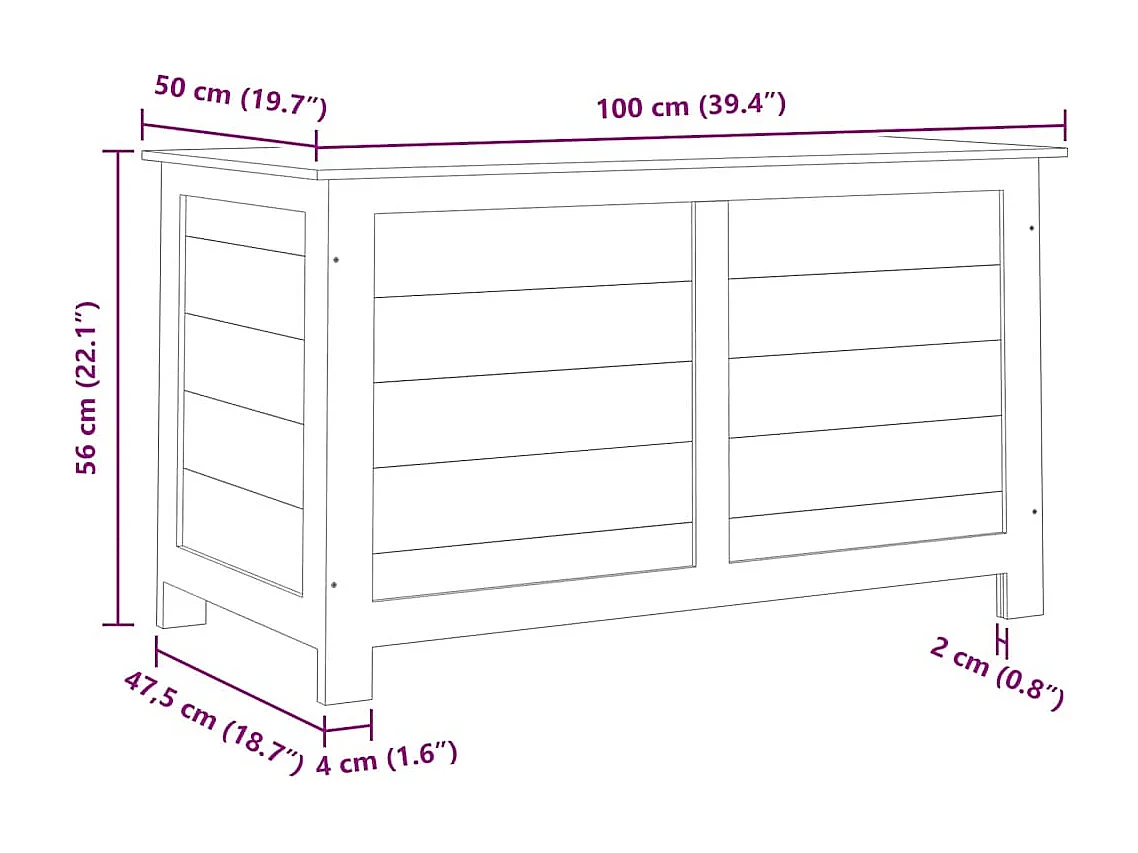 Keegan  Baúl para cojines madera de abeto maciza 100x50x56 cm