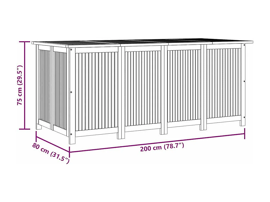 Frederique  Boîte de rangement de jardin 200x80x75 cm bois massif d'acacia