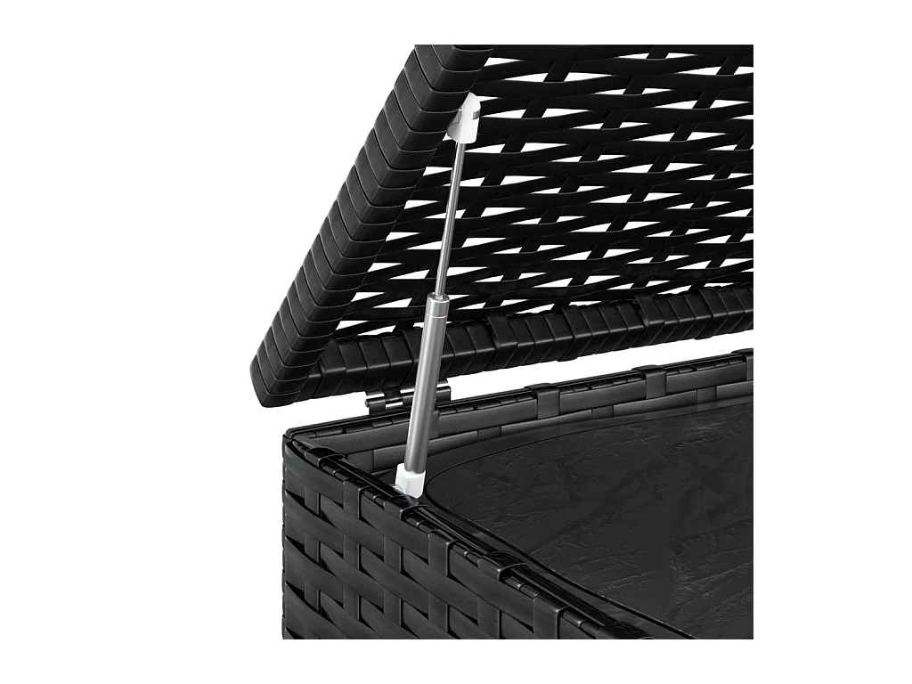Evans  Baúl de cojines para jardín de ratán PE negro 100x97,5x104 cm