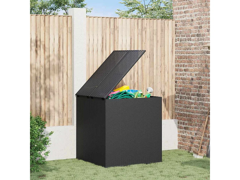 Evans  Boîte à coussins de jardin Résine tressée 100x97,5x104 cm Noir