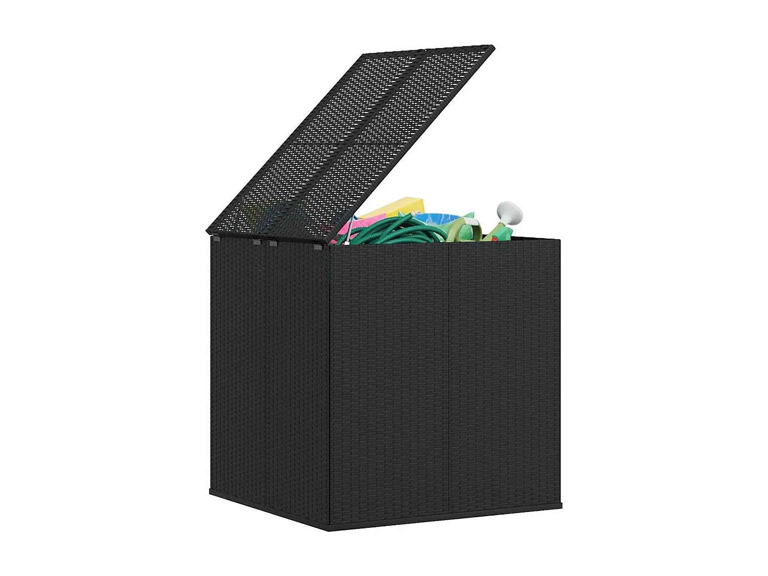 Evans  Boîte à coussins de jardin Résine tressée 100x97,5x104 cm Noir