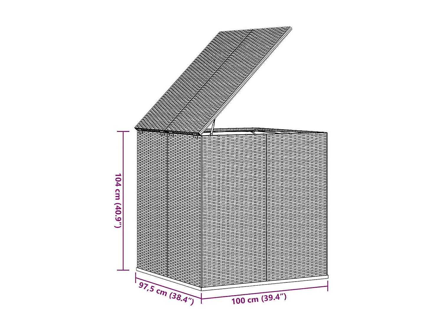 Evans  Boîte à coussins de jardin Résine tressée 100x97,5x104 cm Noir