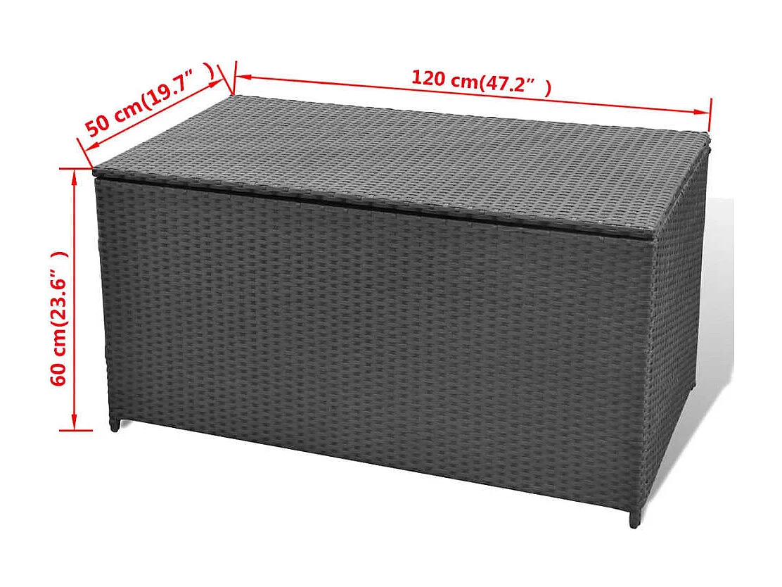 Gryris  Boîte de rangement de jardin noir 120x50x60 cm résine tressée