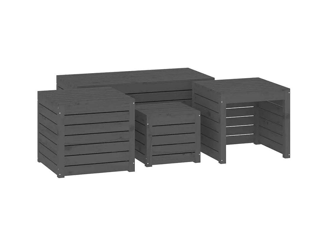 Elaine  4-delige Tuinboxset massief grenenhout grijs