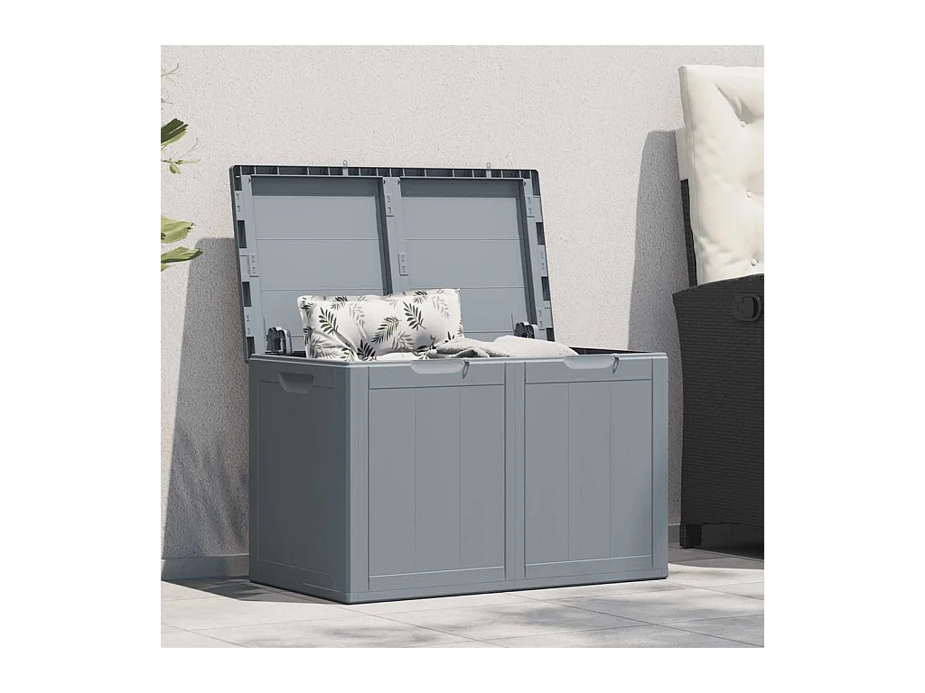 Drumkeeran  Boîte de rangement de jardin 180 L Gris PP aspect bois