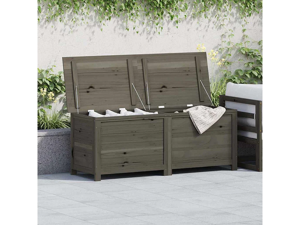 Keegan  Baúl para cojines madera de abeto maciza antracita 150x50x56 cm