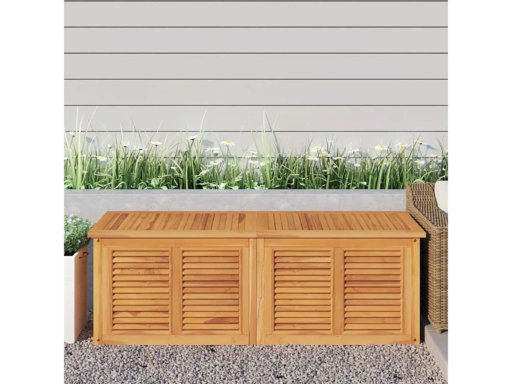 Neel  Boîte de rangement jardin et sac 150x50x55 cm bois massif teck