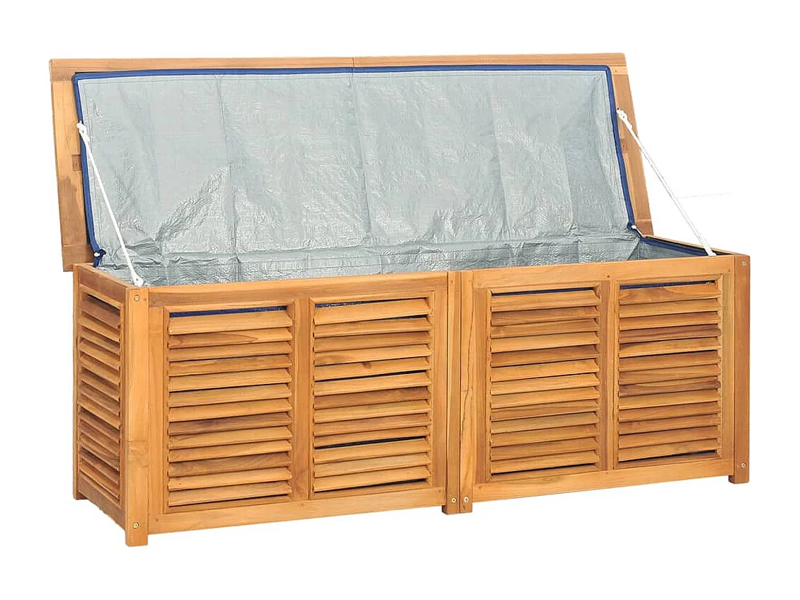 Neel  Boîte de rangement jardin et sac 150x50x55 cm bois massif teck