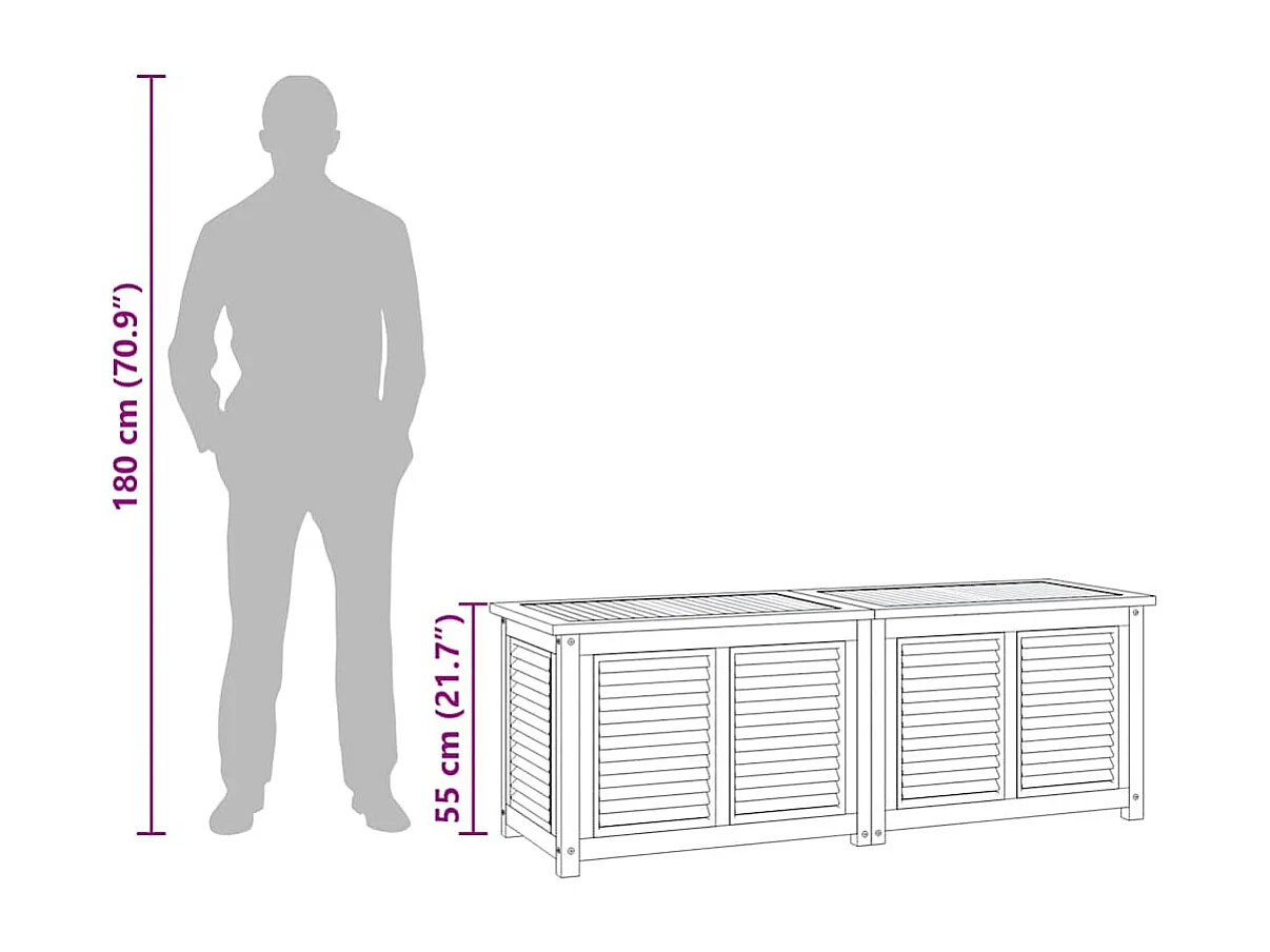 Neel  Boîte de rangement jardin et sac 150x50x55 cm bois massif teck