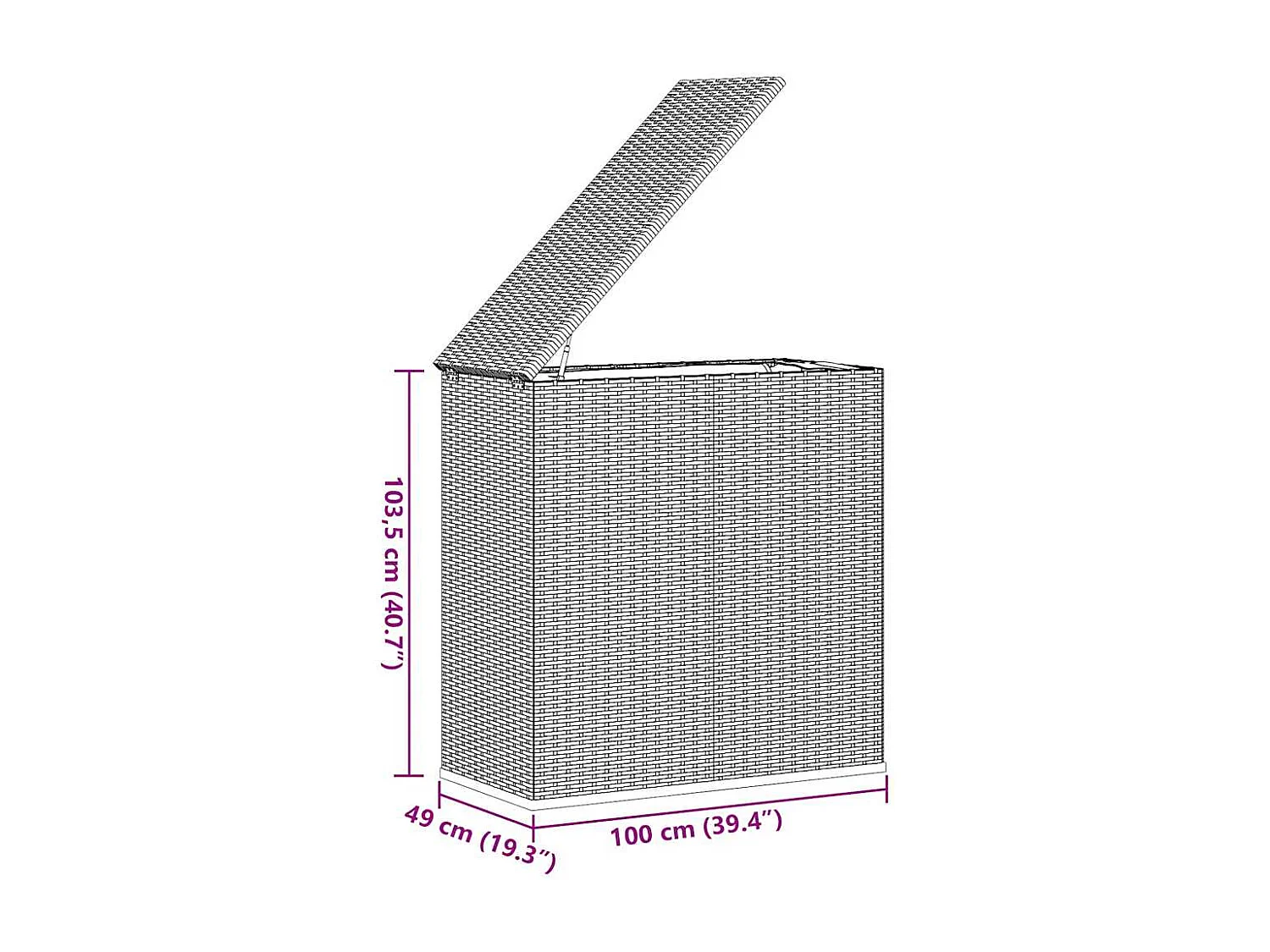 Evans  Boîte à coussins de jardin Résine tressée 100x49x103,5 cm Gris