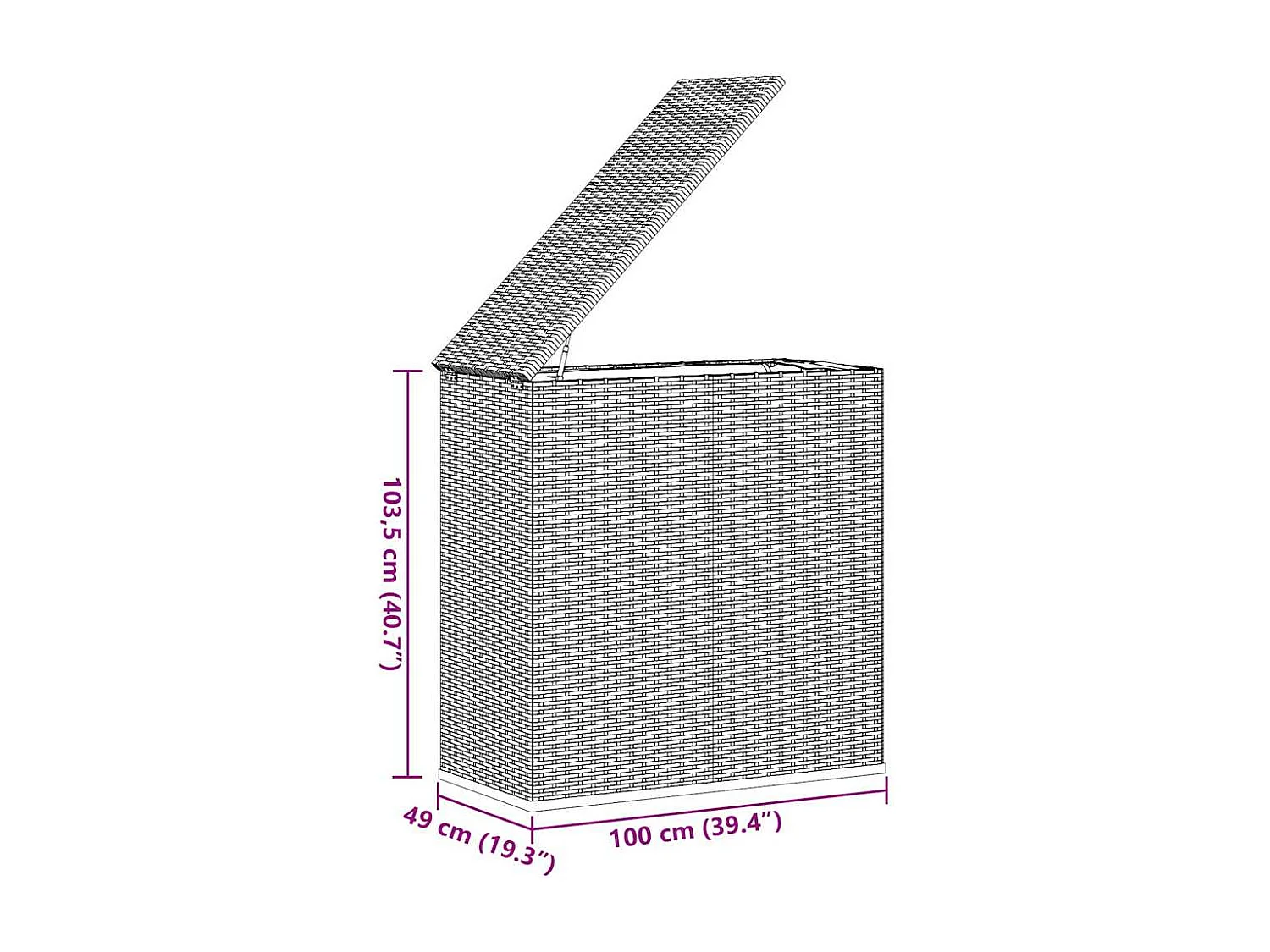 Evans  Boîte à coussins de jardin Résine tressée 100x49x103,5 cm Gris