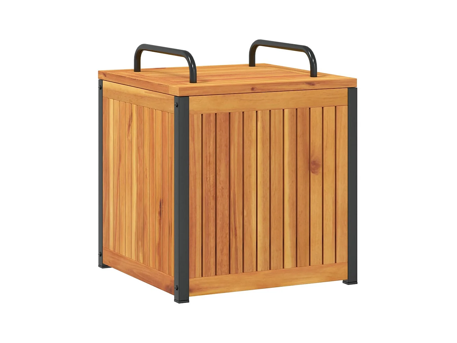 Volrik  Kussenbox 45x45x45/53 cm massief acaciahout en staal