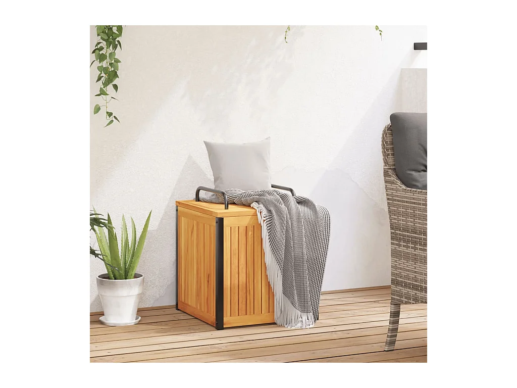 Volrik  Kussenbox 45x45x45/53 cm massief acaciahout en staal