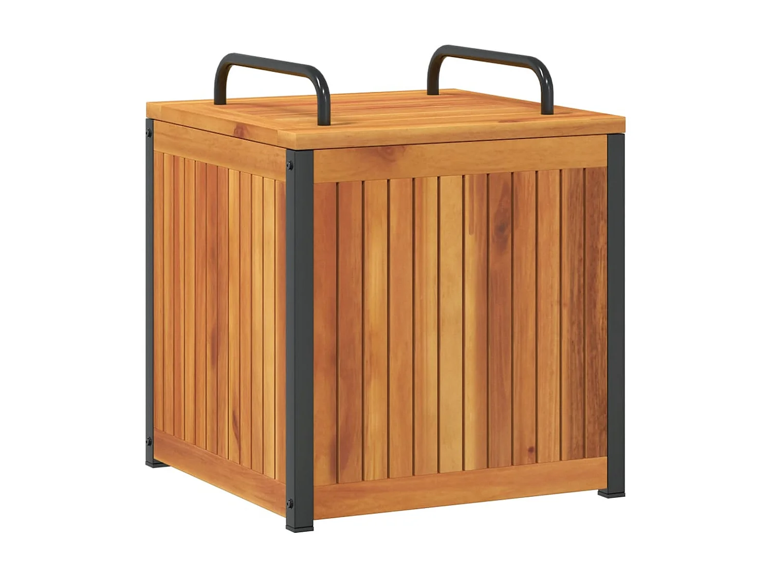 Volrik  Kussenbox 45x45x45/53 cm massief acaciahout en staal