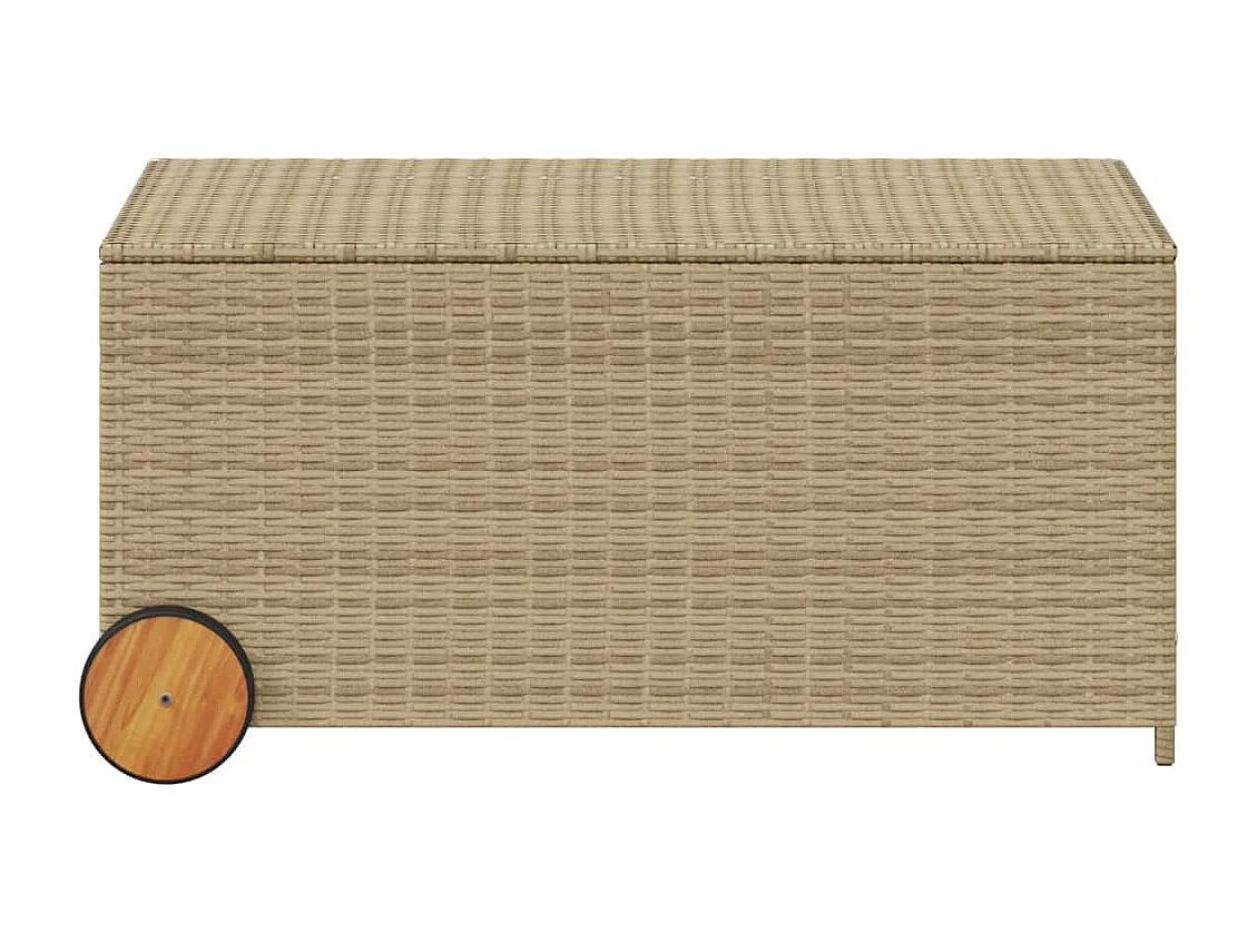 Dorian  Boîte de rangement de jardin et roues mélange beige 190L rotin