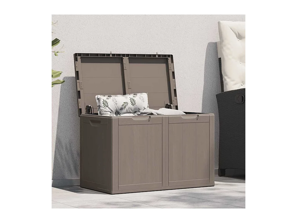 Drumkeeran  Boîte de rangement de jardin 180 L Marron PP aspect bois