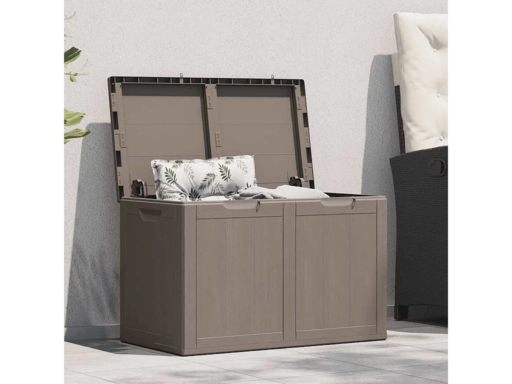 Drumkeeran  Boîte de rangement de jardin 180 L Marron PP aspect bois