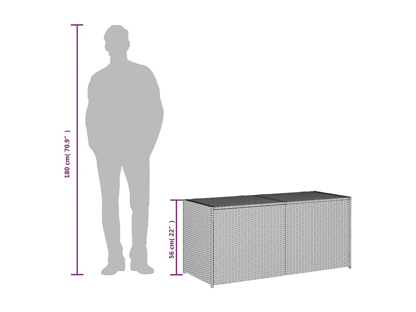 Dorian  Boîte de rangement de jardin gris 283L résine tressée