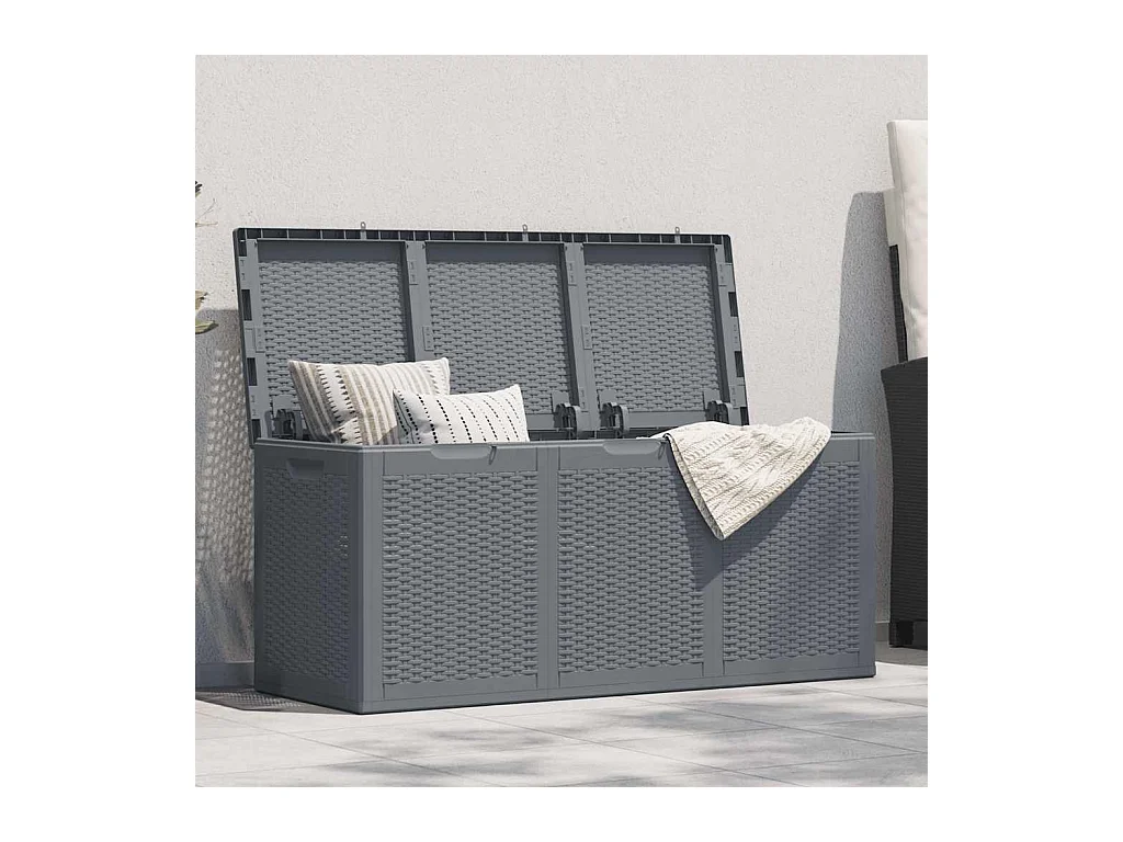 Drumkeeran  Boîte de rangement de jardin gris PP rotin 270 L