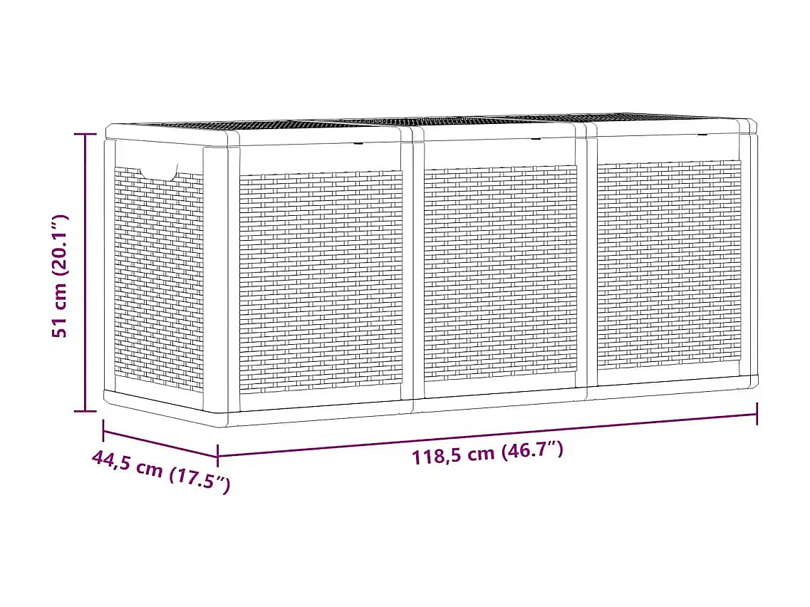 Drumkeeran  Boîte de rangement de jardin gris PP rotin 270 L
