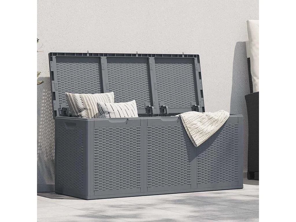 Drumkeeran  Boîte de rangement de jardin gris PP rotin 270 L