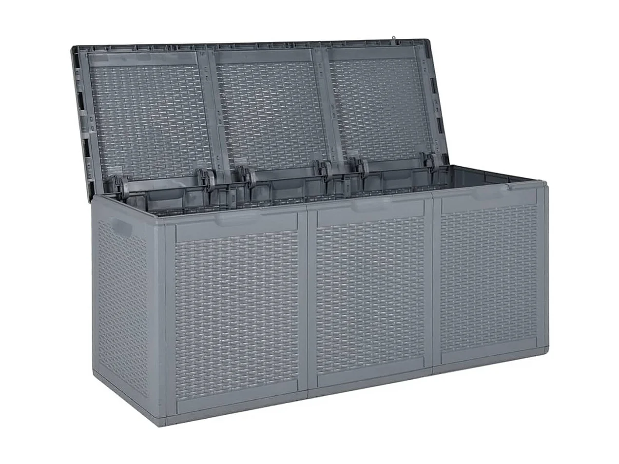 Drumkeeran  Boîte de rangement de jardin gris PP rotin 270 L