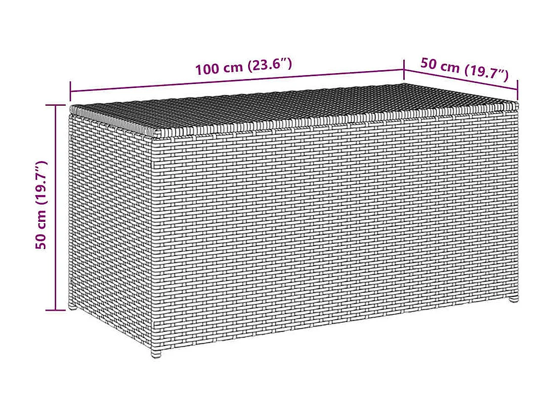 Dorian  Boîte de rangement de jardin résine tressée 100x50x50 cm gris