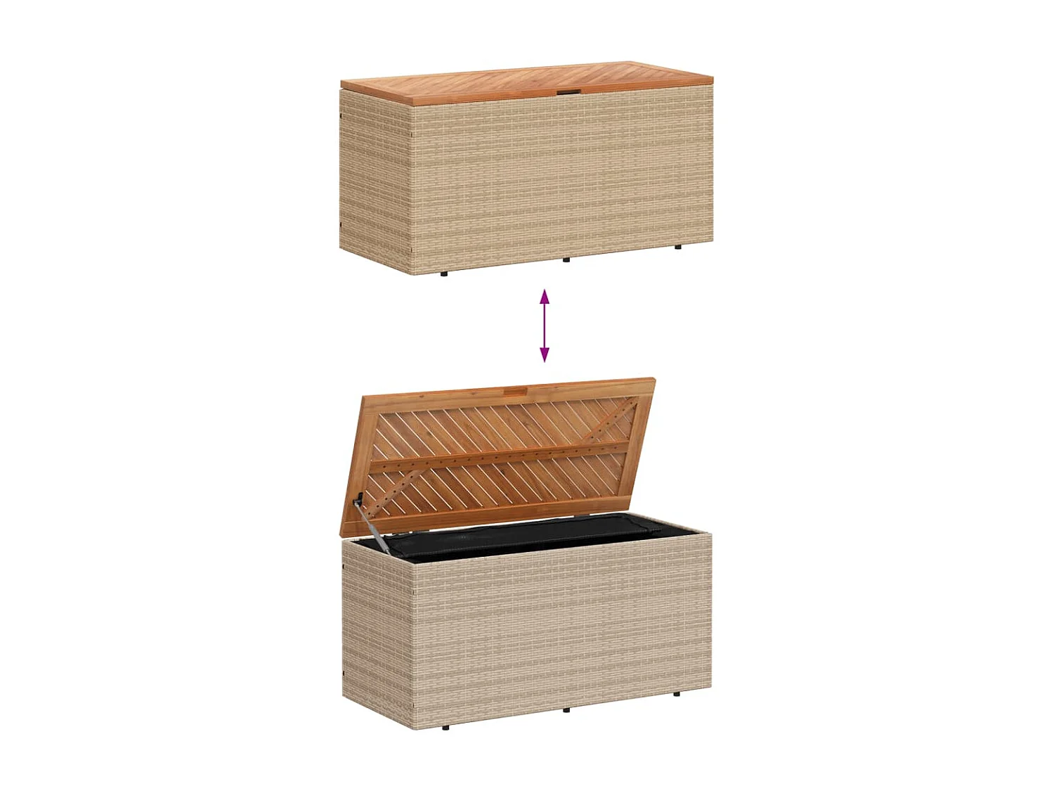 Marly  Tuinbox 110x50x54 cm poly rattan en acaciahout beige