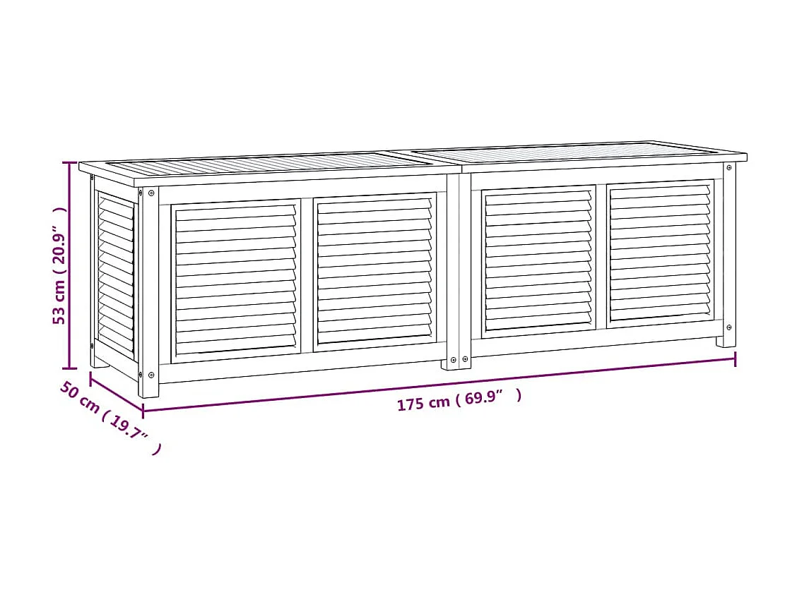 Neel  Caja de almacenaje de jardín con bolsa teca maciza 175x50x55 cm