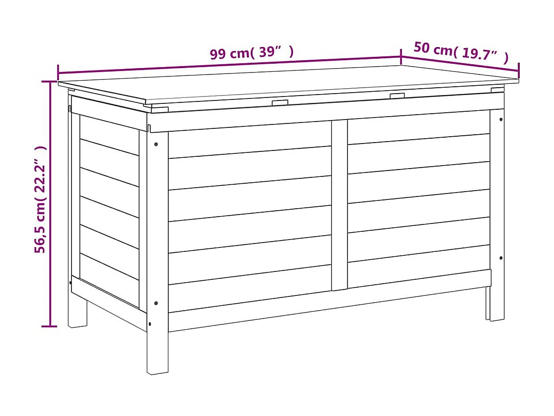 Reinald  Kussenbox 99x50x56,5 cm massief vurenhout
